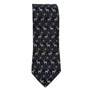 Brooks Brothers Christmas Tie‎ Reindeer Snowflake Holiday Silk Necktie B14Q
